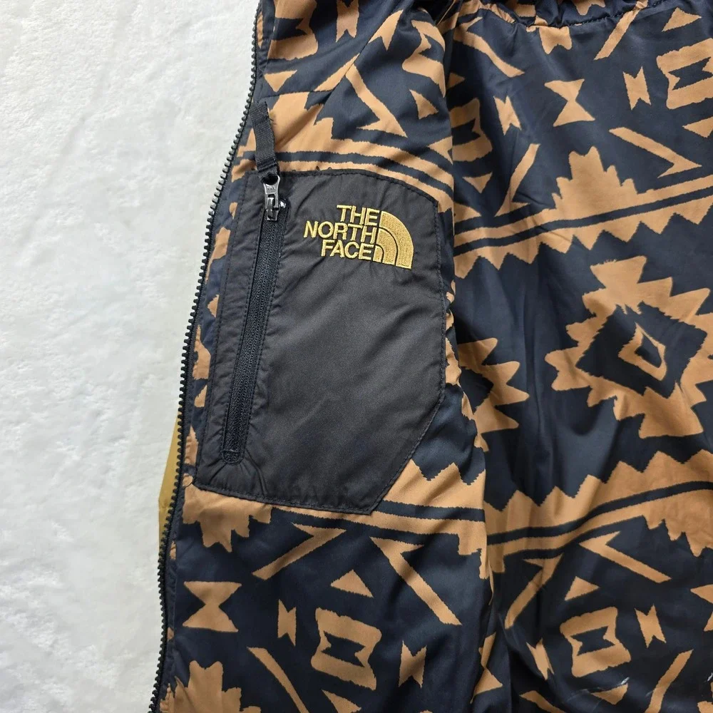 The North‎ Face Reversible Puffer Jacket Boys Medium 10/12 Khaki Black Perrito